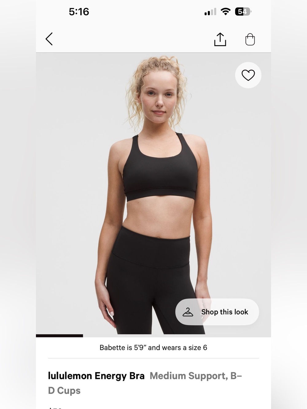 Lululemon Black Energy Bra